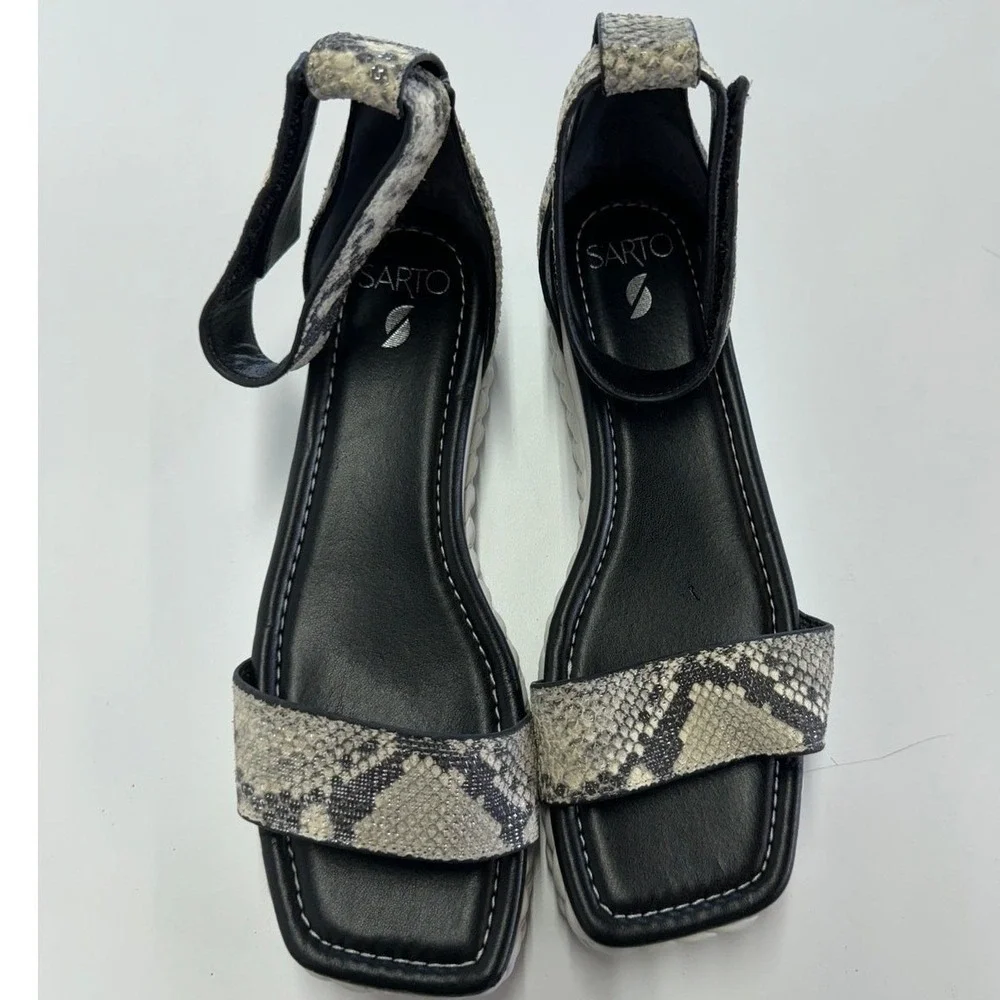 Sarto Franco Sarto Sandals Womens 9.5 Grey Snakeskin Tiana 2 Espadrille‎ Wedge